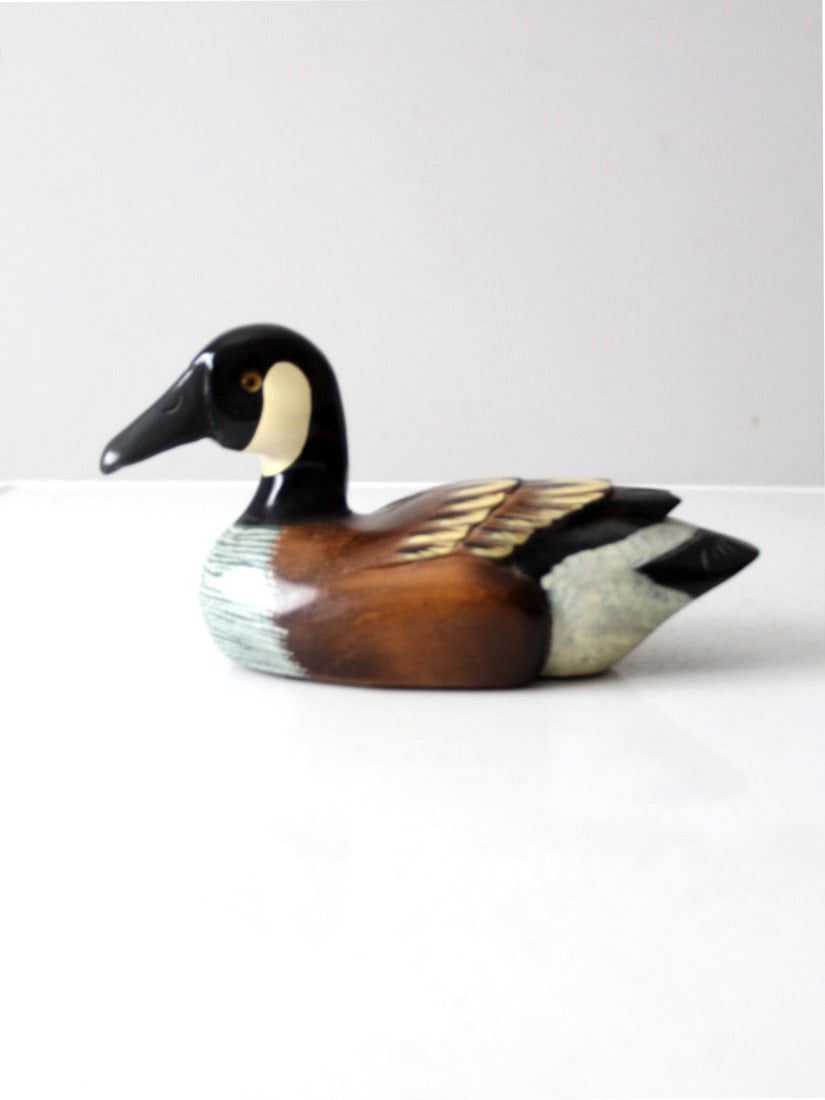 Vintage Hand Carved Duck Decoy 9.5 Inch with Glass Bead Eyes (1 of 10)