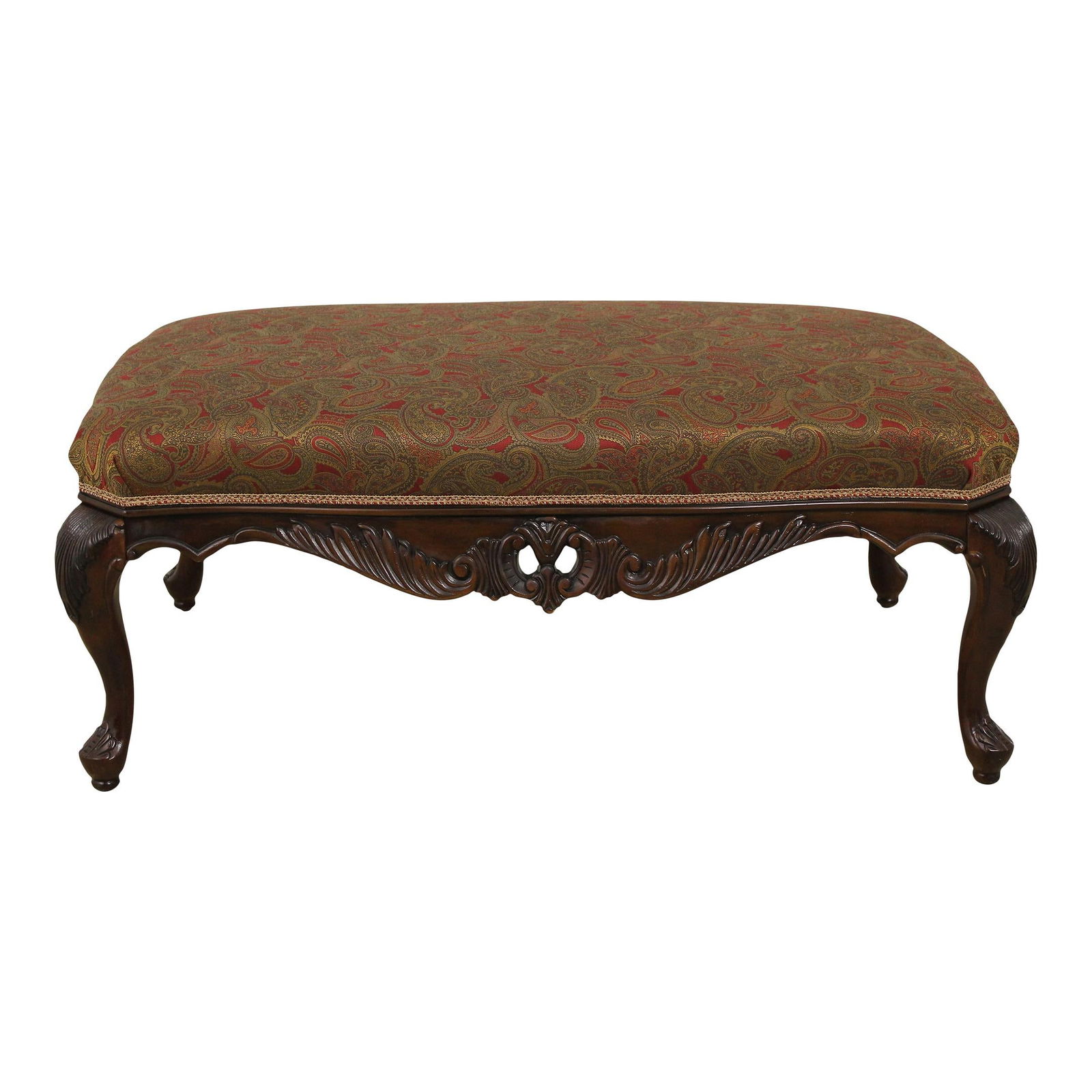 Georgian Style Large Ottoman with New Upholstery and Carved Details (1 of 10)