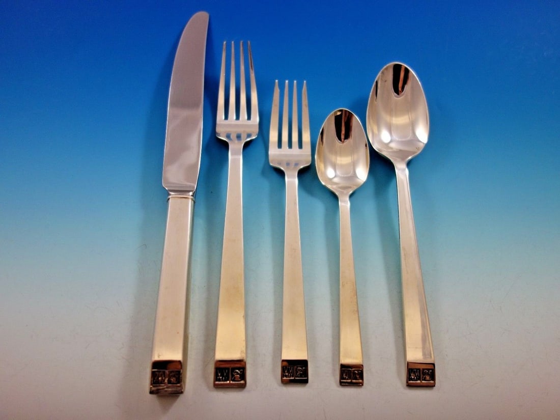 Vera Wang Jae Sterling Silver Flatware Set 80 Pcs for 16 with Flannels (1 of 7)