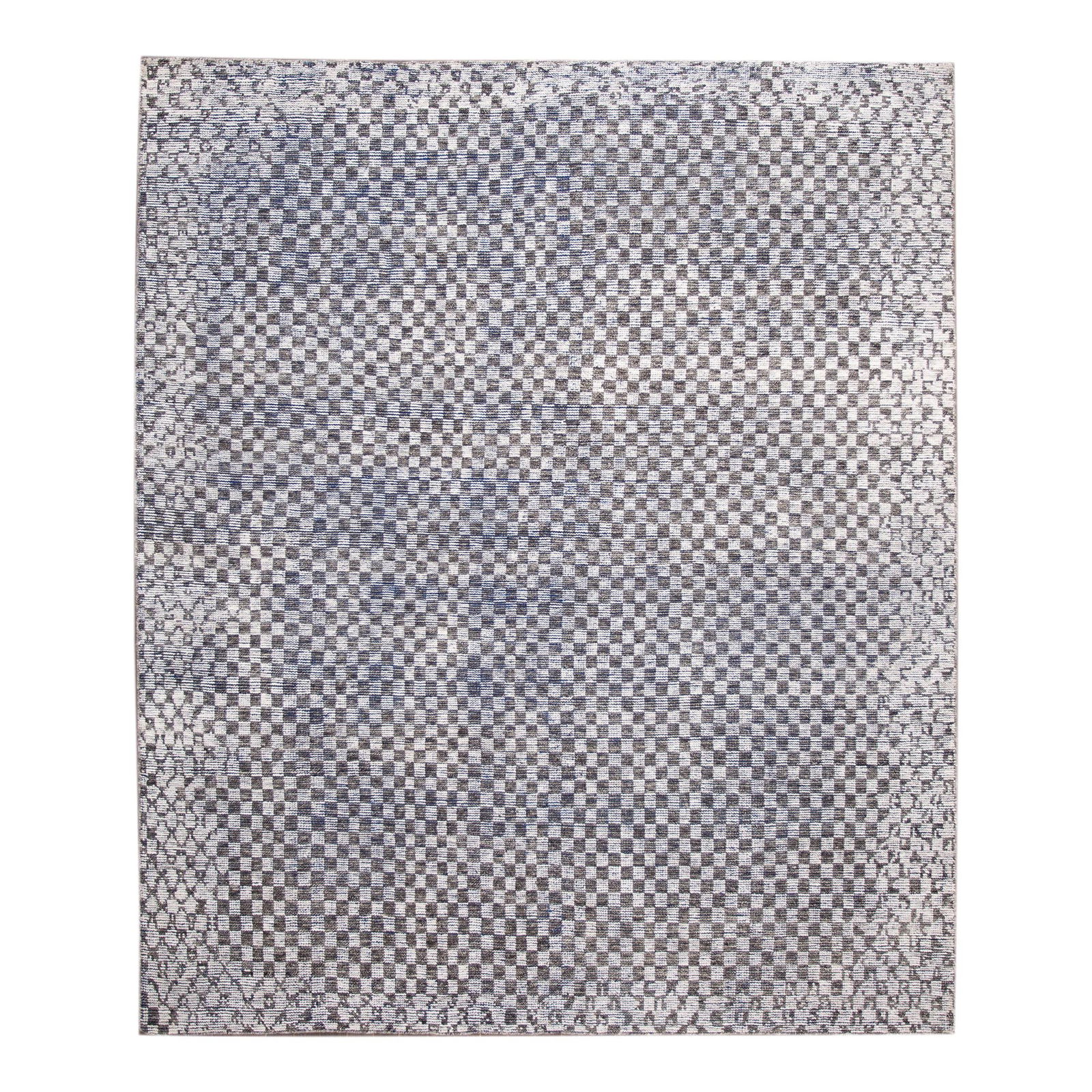 Hand-Knotted Contemporary Soumak Wool Rug Gray 8'2 x 9'8 Seamless Design (1 of 7)