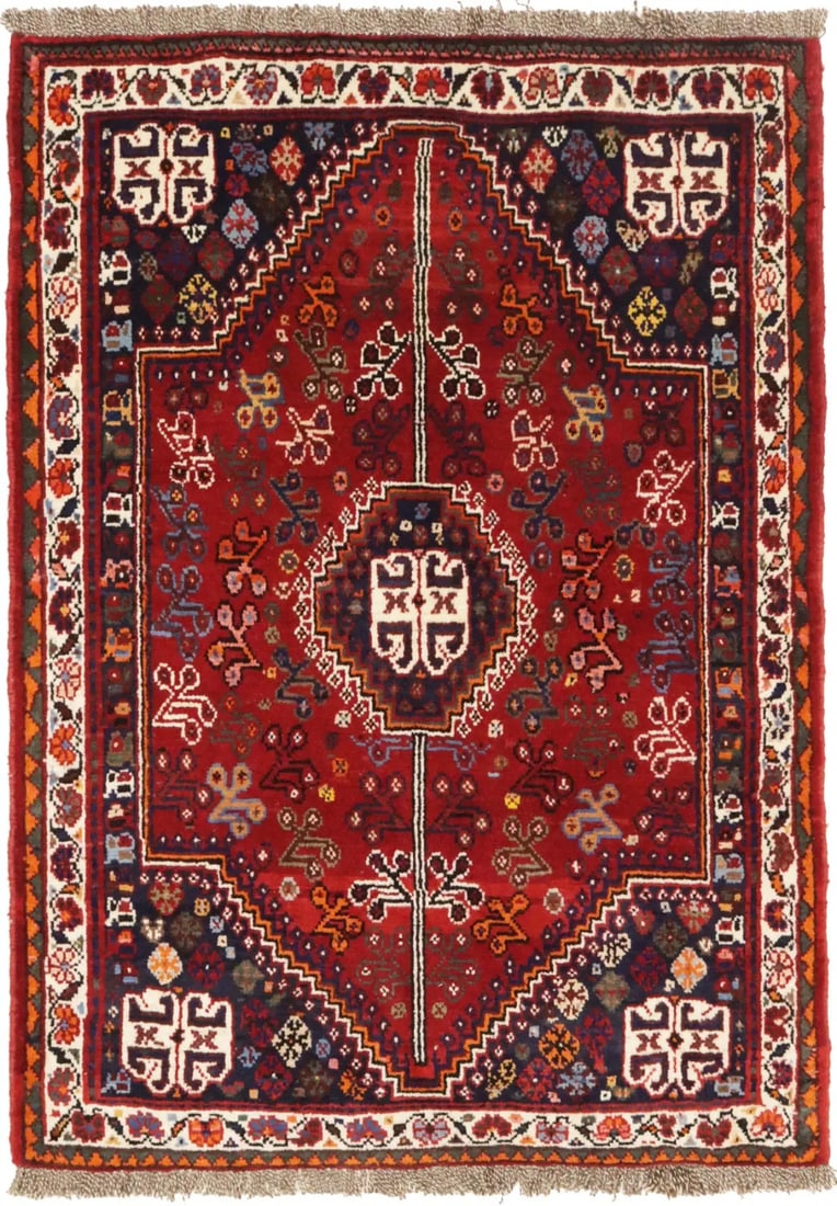 Hand-Knotted Wool Tribal Geometric Area Rug 3'5X5'0 Modern Design: Hand-Knotted Wool Tribal Geometric Area Rug 3'5X5'0 Modern Design Enhance your living space with this stunning hand-knotted small tribal geometric Oriental rug. Measuring 5'0" x 3'5", this area rug sh