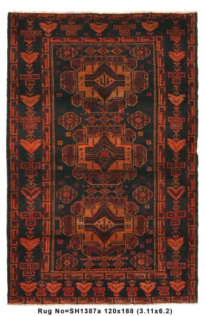 4' x 6' Handmade Tribal Wool Rug from Afghanistan (1 of 8)