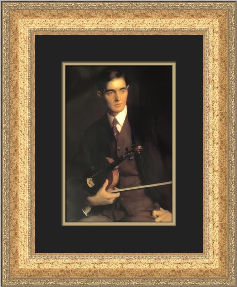 Adelaide C Chase Portrait of John Murray the Violinist Custom Framed Print 1986 (1 of 2)