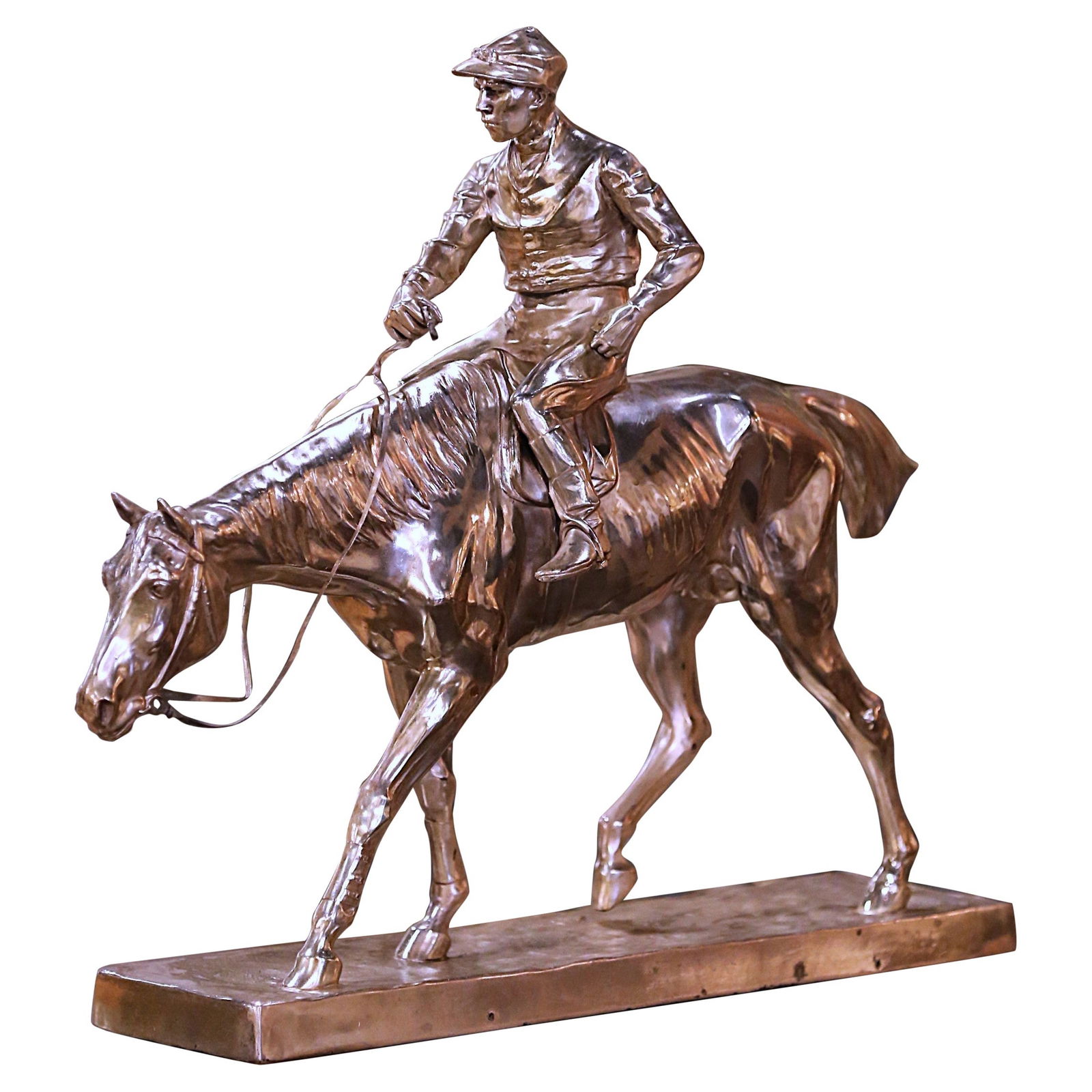 Wilhelm Zwick Silvered Jockey Horse Sculpture Circa 1907 Germany (1 of 11)
