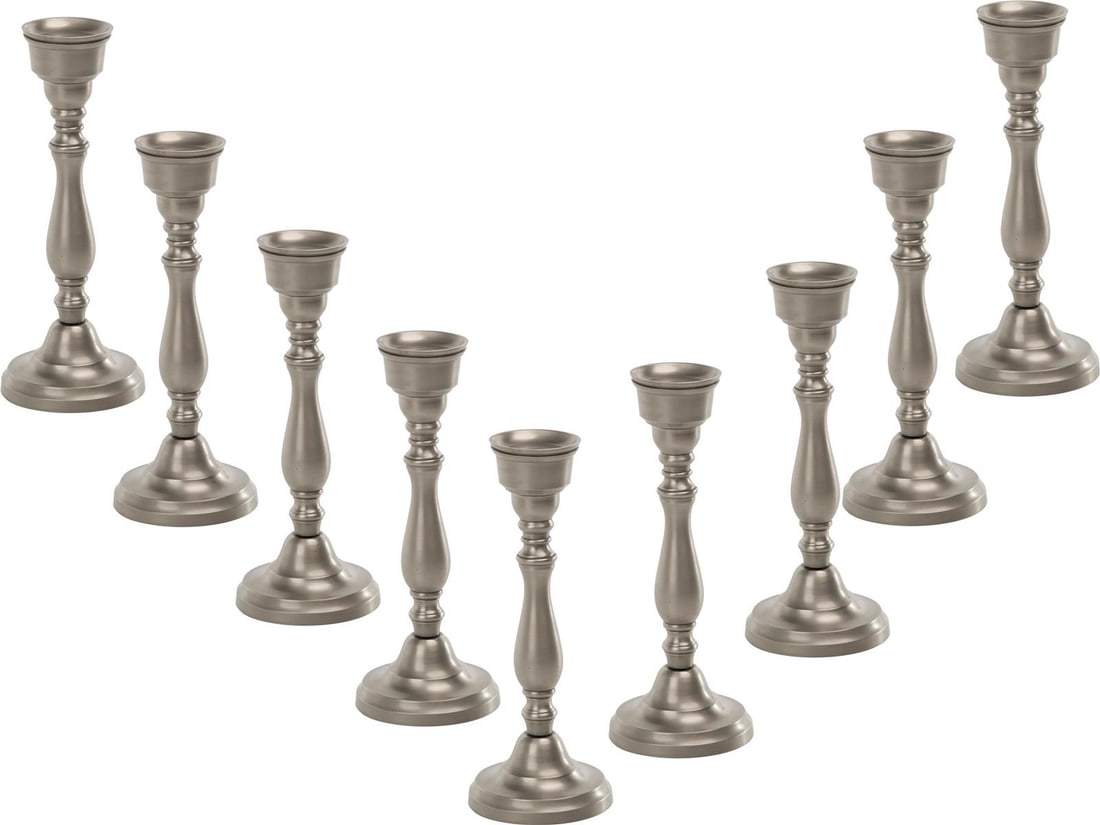 Elegant Brushed Nickel Pewter Candlestand 16H 6W 6D (1 of 1)