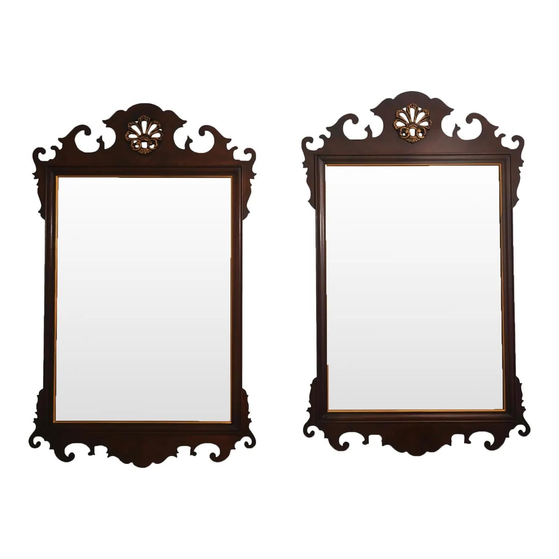 Drexel Chippendale Mirrors Mahogany 18th Century Pair 30x50 (1 of 10)
