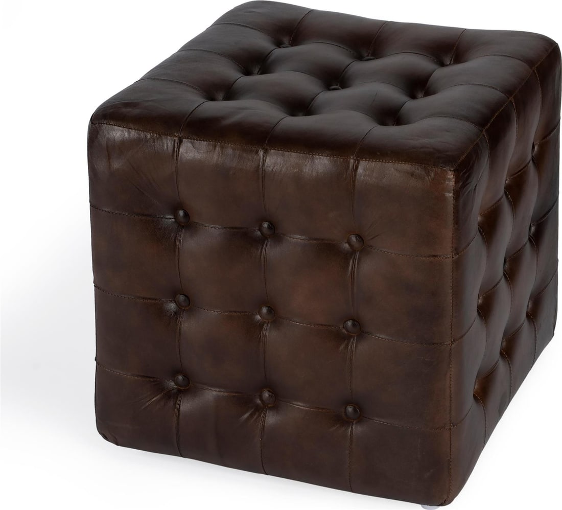 Butler Specialty Claremont Leather Ottoman Dark Brown Transitional Style (1 of 6)