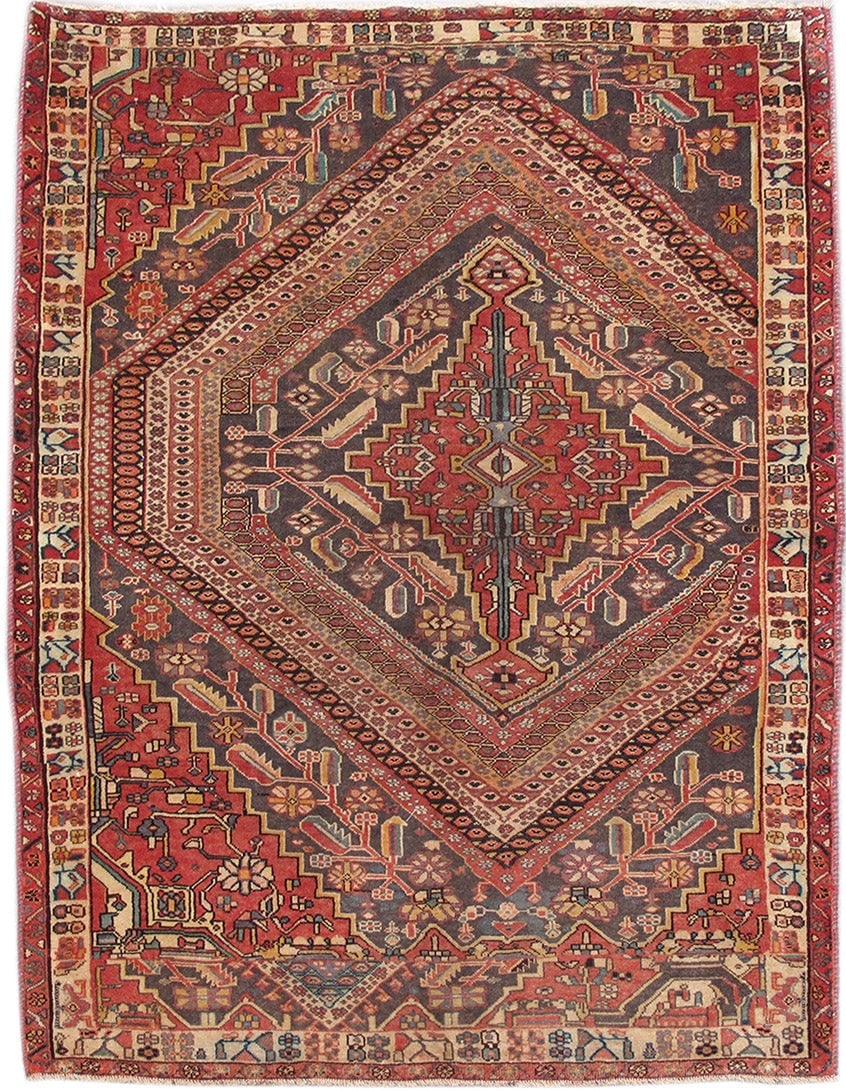 Handcrafted 4'7 x 6'11 Persian Hamadan Area Rug Multi Color Wool (1 of 6)
