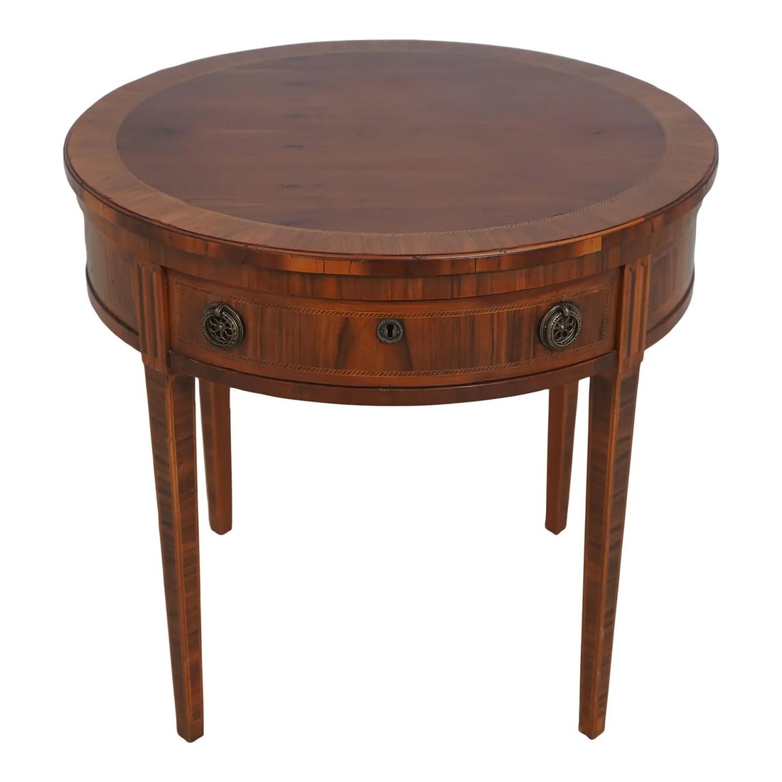 Alfonso Mariano Italian Round Lamp Table with 1 Drawer and Inlay Work (1 of 10)