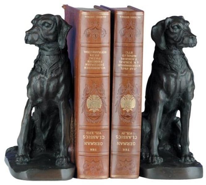 Ebony Labrador Bookends Lodge Decor Hand-Cast Resin 9.5H 8.5W 3.5D (1 of 1)