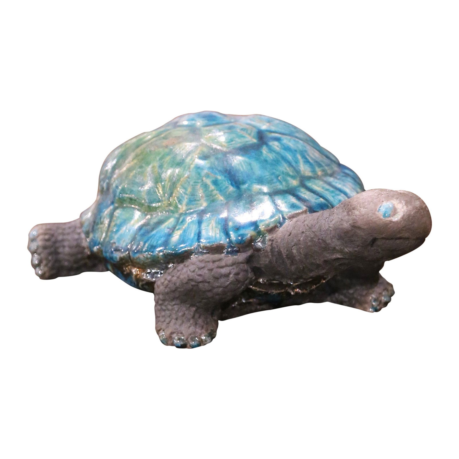 Unique Vintage French Raku Ceramic Turtle Sculpture 4x7x14 Inches (1 of 7)