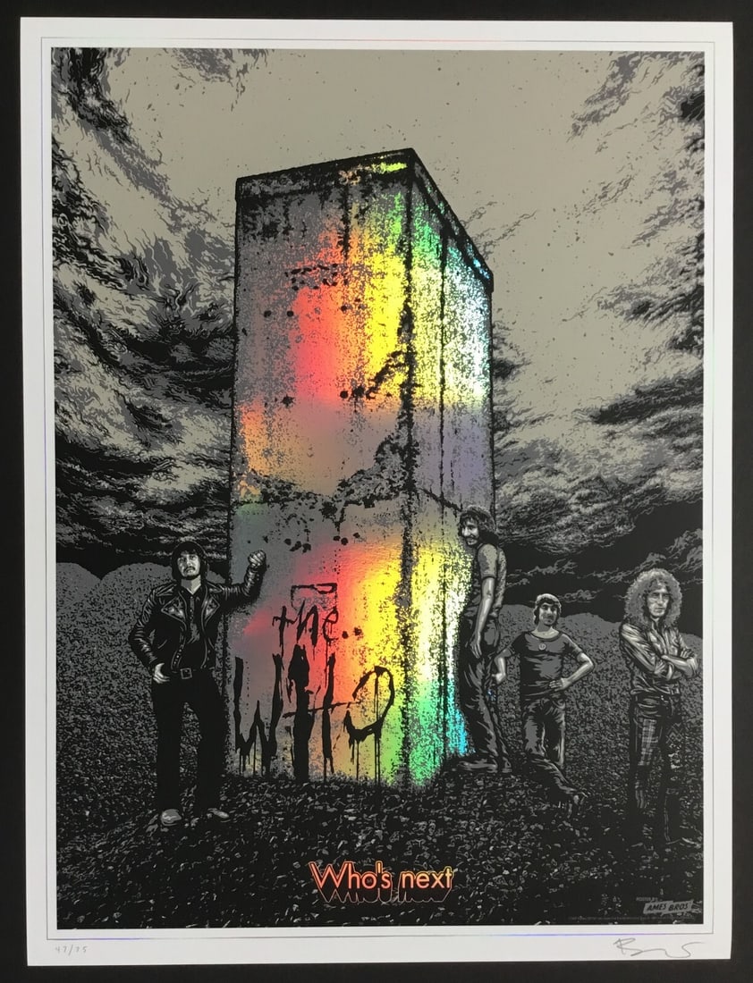 The Who 50th Anniversary Foil Poster Print by Ames Bros Limited Edition: The Who 50th Anniversary Foil Poster Print by Ames Bros Limited Edition Celebrate the 50th anniversary of The Who with this stunning limited edition poster print by Ames Bros. This original screenprin