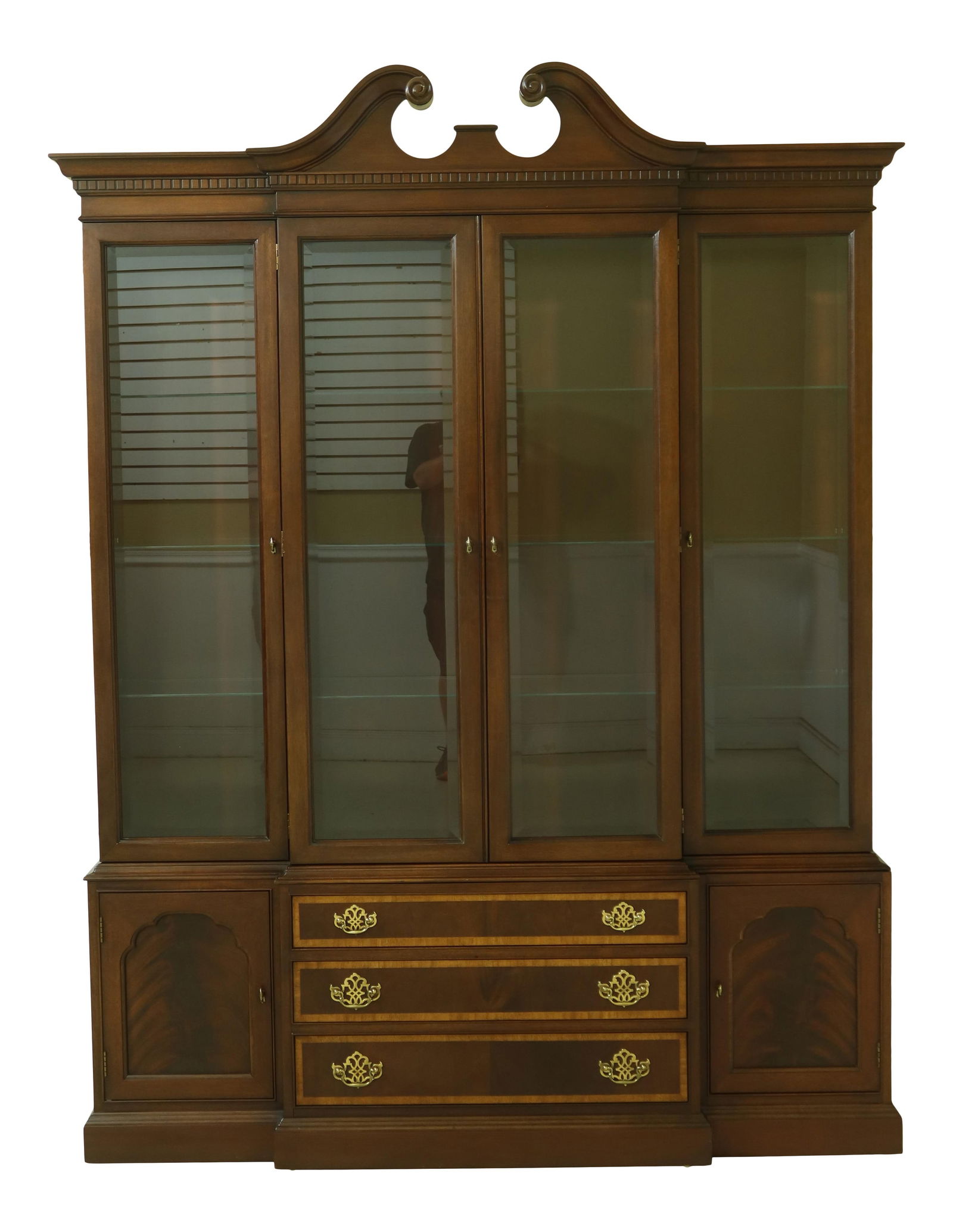 Hickory 4 Door Mahogany Breakfront with Beveled Glass Display (1 of 10)