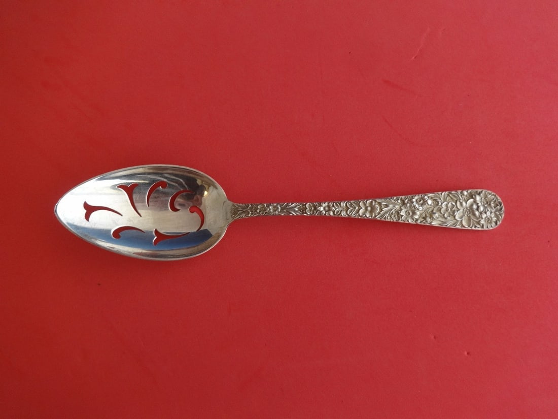 Manchester Southern Rose Sterling Silver Pierced Serving Spoon 8 1/4" (1 of 1)