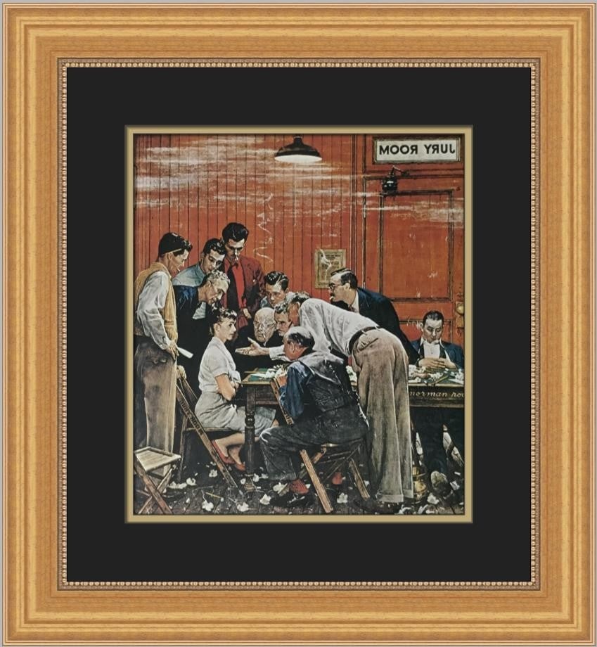 Norman Rockwell Jury Room Custom Framed Print 1975 Americana Art (1 of 2)