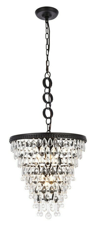 Living District Nordic 5-Light Black and Clear Crystal Pendant Chandelier 20in (1 of 8)