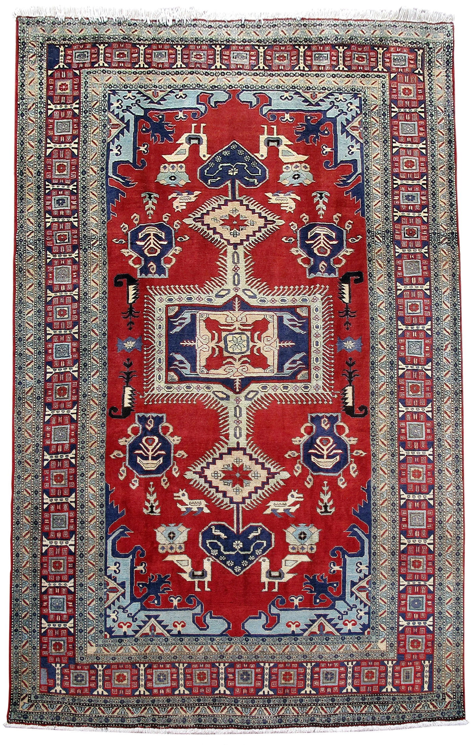 Handcrafted Red Persian Ardebil Rug 6'10 x 10'7 Elegant Design (1 of 6)