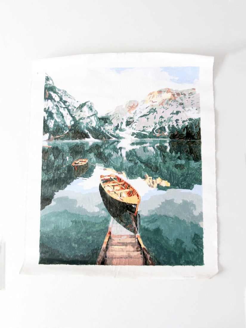 Vintage Paint-By-Numbers Boat Art Canvas 22 x 18.25 Inches (1 of 11)