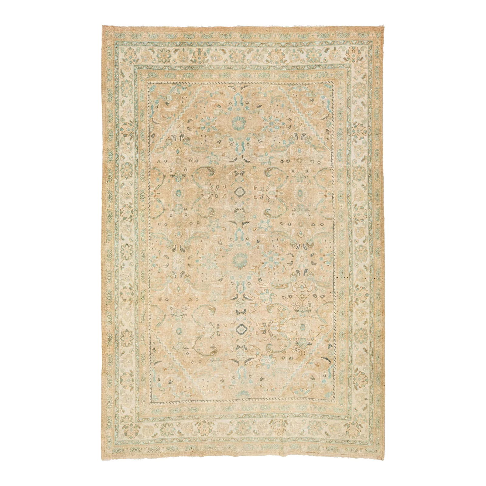 Beige Vintage Persian Mahal Wool Rug 7'9 x 11'10 Medallion Design (1 of 9)