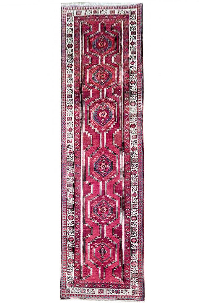 Handcrafted 3.7 x 13.4 Red Persian Hamadan Runner Rug (1 of 6)