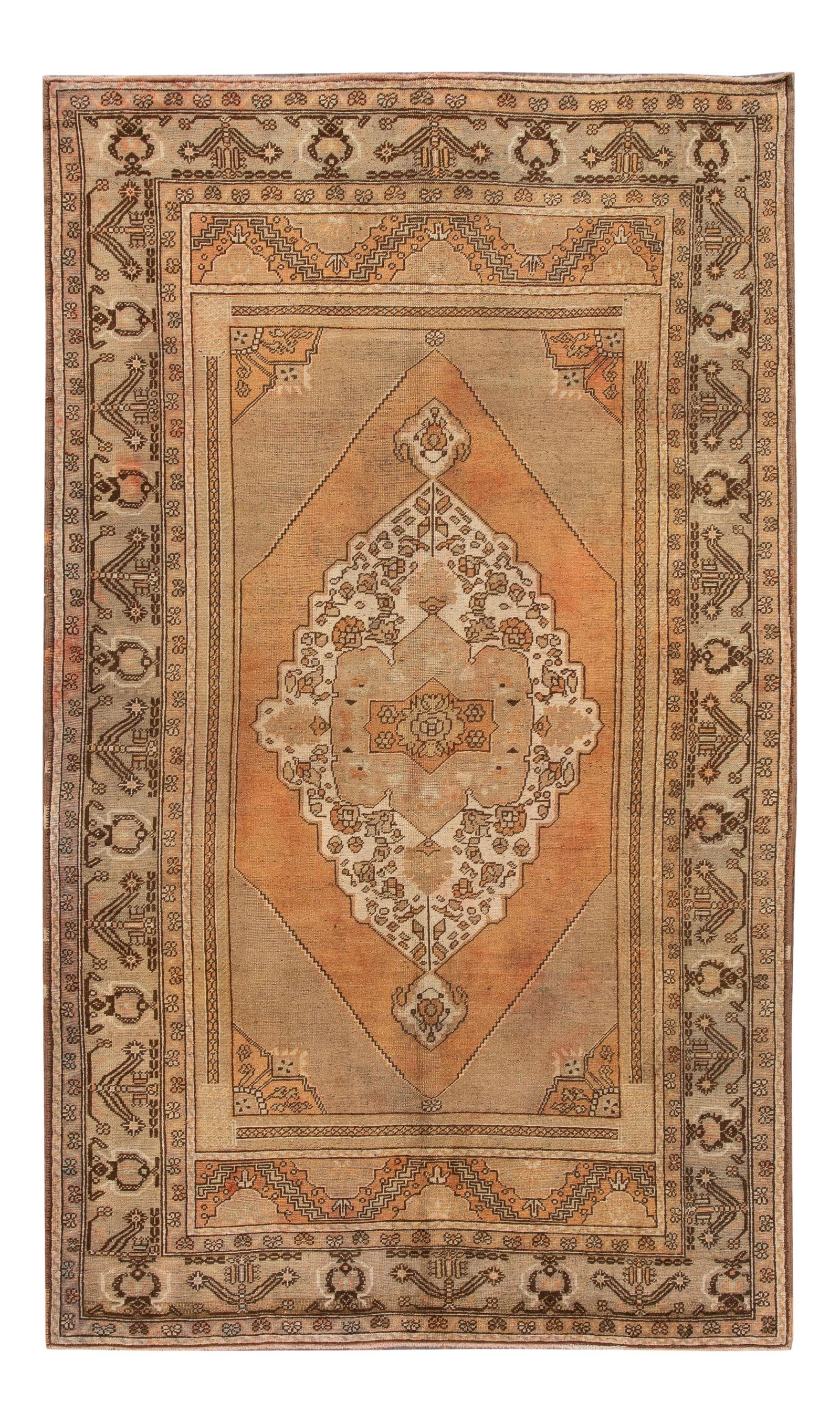 Antique Khotan Wool Rug 6.5 x 10.11 Tangerine Turkestan (1 of 10)