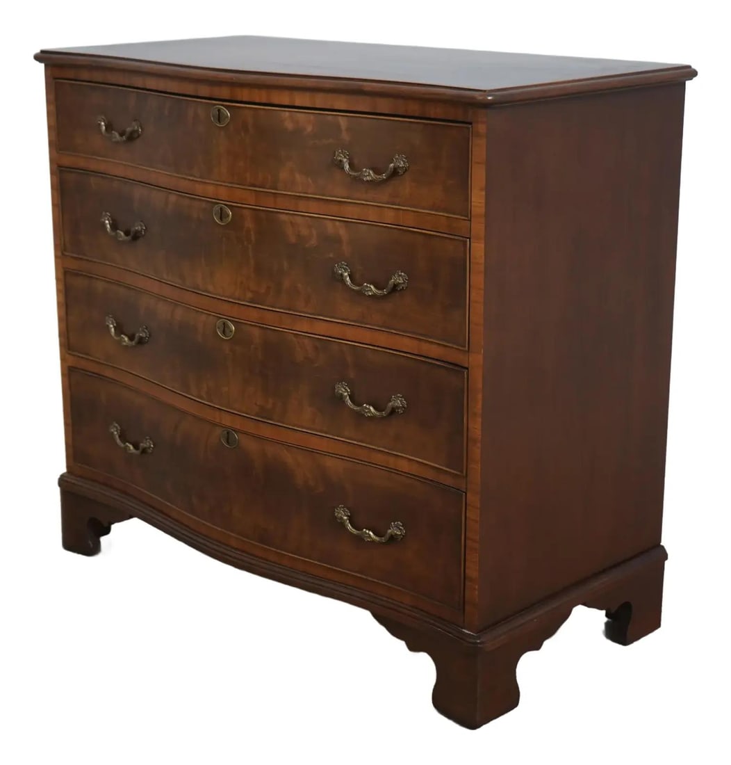 Federal Style Serpentine Mahogany Bachelor Chest with Brass Hardware (1 of 10)
