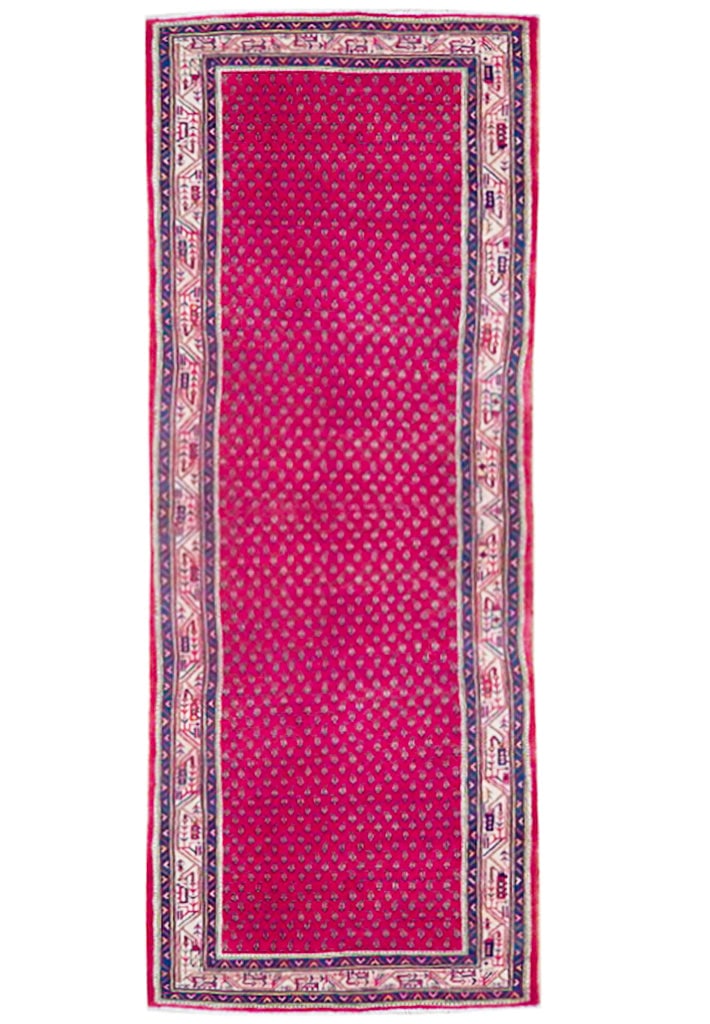 3.6 x 10.4 Red Semi-Antique Persian Mir Runner Handmade Wool (1 of 6)