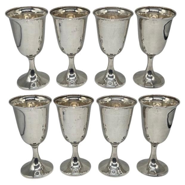 Set of 8 Revere Silversmiths Sterling Silver Goblets Classic Design (1 of 4)