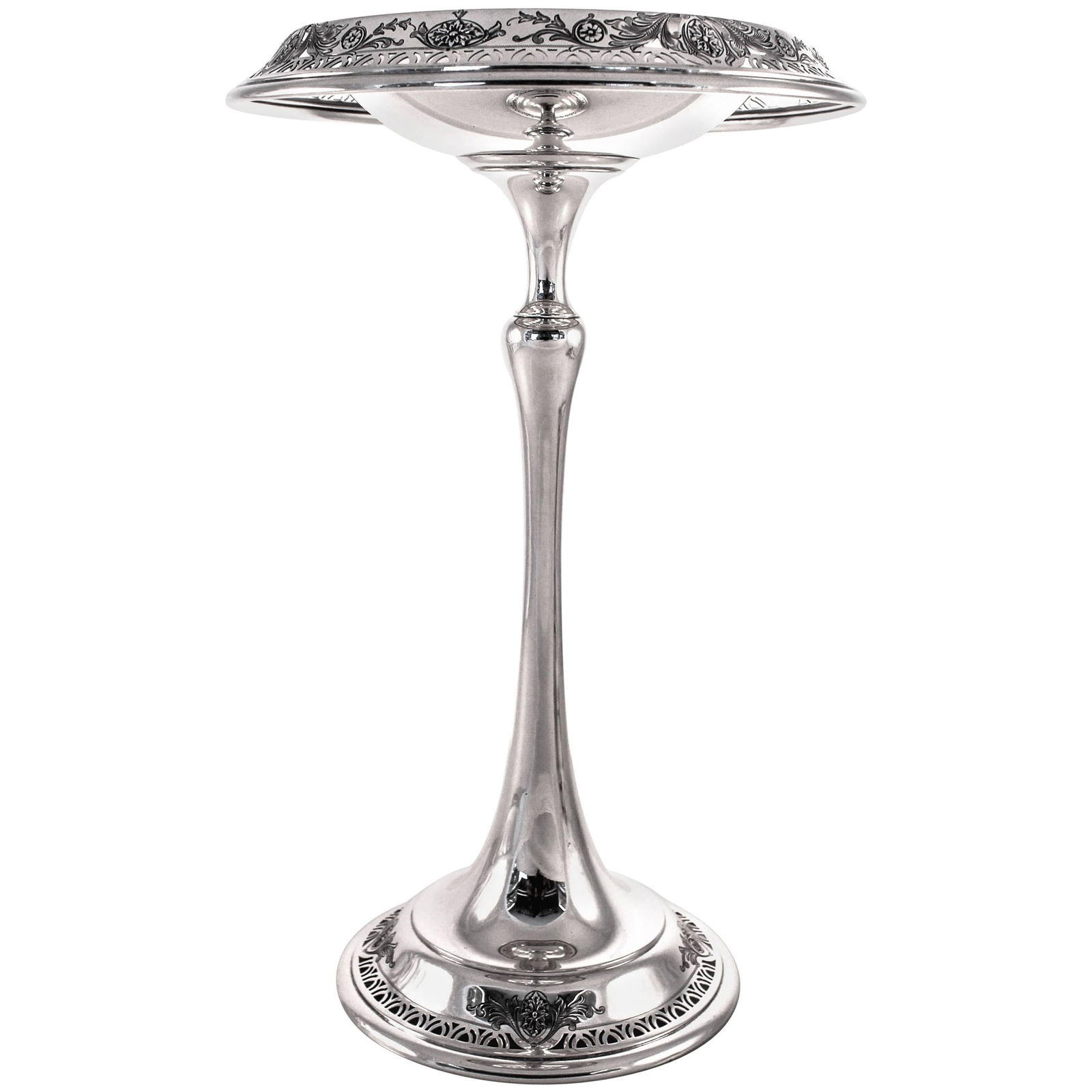 Whiting 1916 Sterling Silver Compote with Floral Openwork (1 of 4)