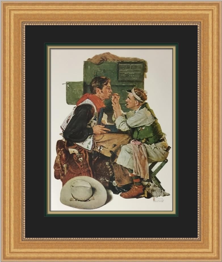 Norman Rockwell Gary Cooper Custom Framed Art Print 1975: Norman Rockwell Gary Cooper Custom Framed Art Print 1975 This stunning custom framed print features the iconic artwork of Norman Rockwell, titled 'Gary Cooper'. Measuring 20 in x 18 in, this medium-si