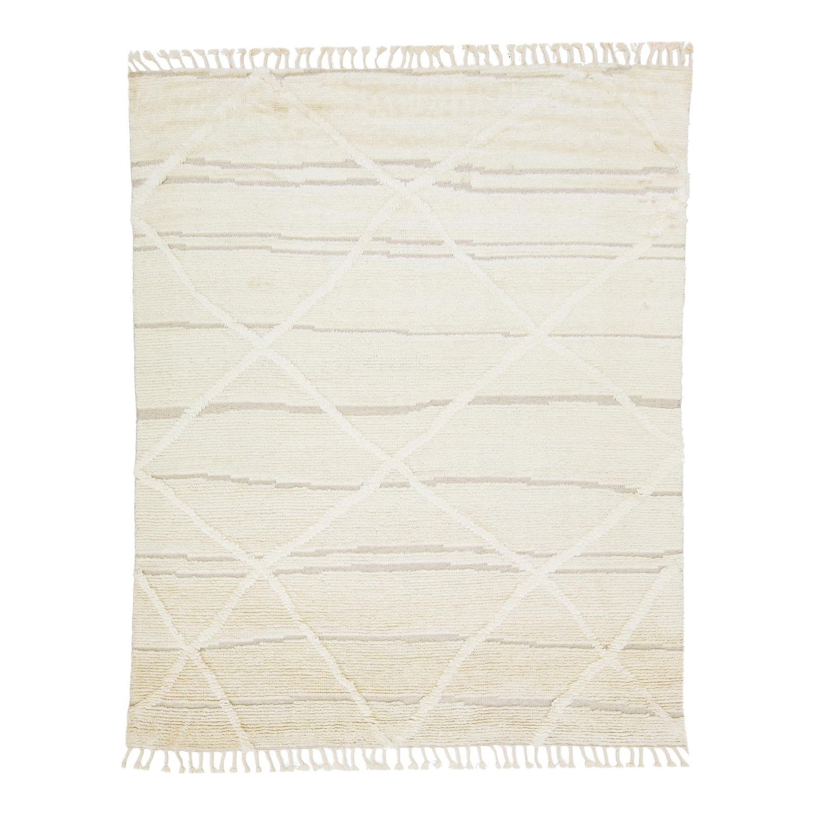 Hand-Knotted Modern Moroccan Wool Rug 8' x 10' Ivory Tribal Pattern (1 of 7)