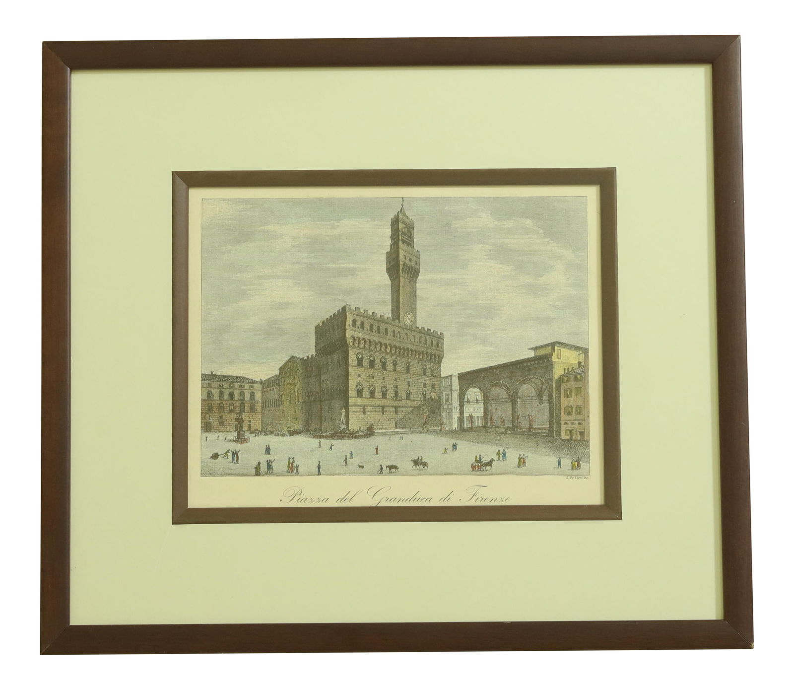 Framed Vintage Print of Piazza Del Granduca 120 Years Old: Framed Vintage Print of Piazza Del Granduca 120 Years Old This exquisite vintage print titled "Piazza Del Granduca" is over 120 years old and showcases quality craftsmanship. Professionally framed and