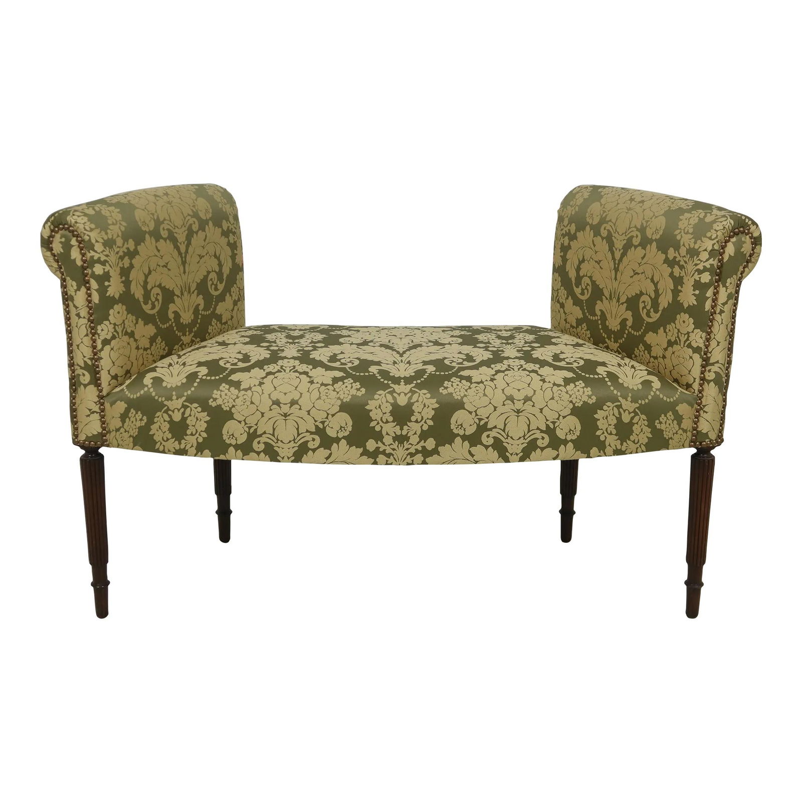 1940s Sheraton Style Damask Upholstered Window Bench (1 of 8)