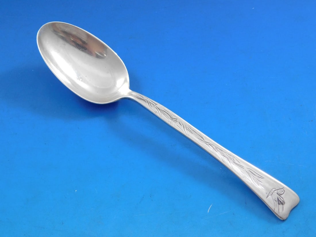 Tiffany & Co. Sterling Silver Teaspoon Lap Over Edge Bird Design 6" (1 of 5)