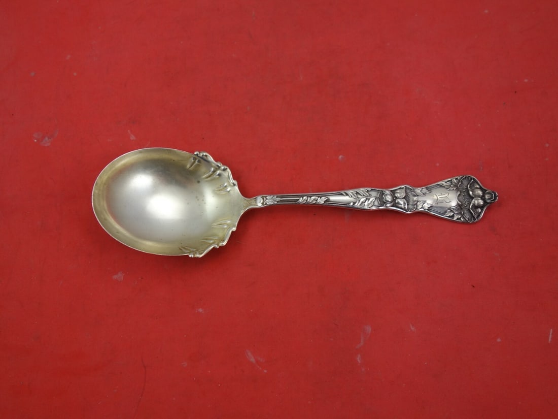 Baker-Manchester Poppy Sterling Silver Preserve Spoon Vintage 7 1/4" (1 of 2)