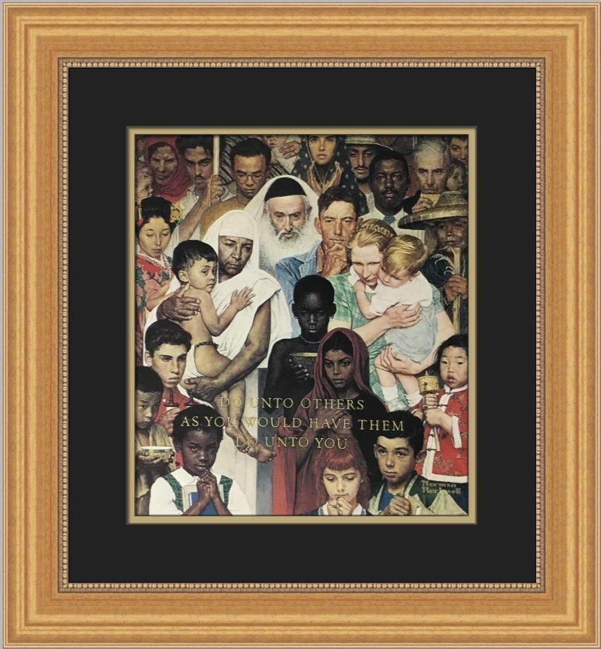 Norman Rockwell Do Unto Others Custom Framed Art Print 1975: Norman Rockwell Do Unto Others Custom Framed Art Print 1975 Experience the timeless charm of Americana with this custom framed print titled "Do Unto Others" by renowned artist Norman Rockwell. This me