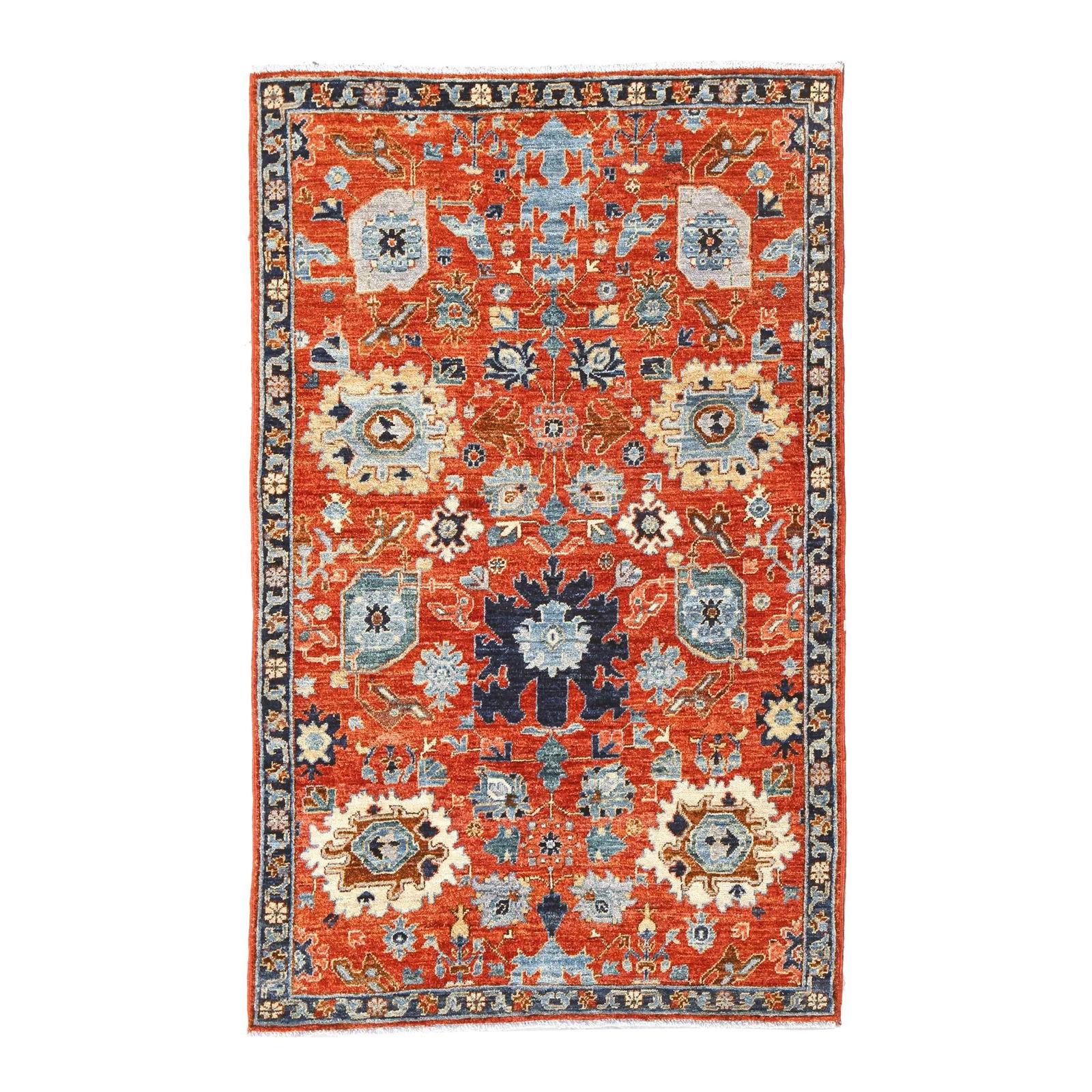 Modern Transitional Wool Rug with Rust Floral Design 3 x 4'10 (1 of 5)