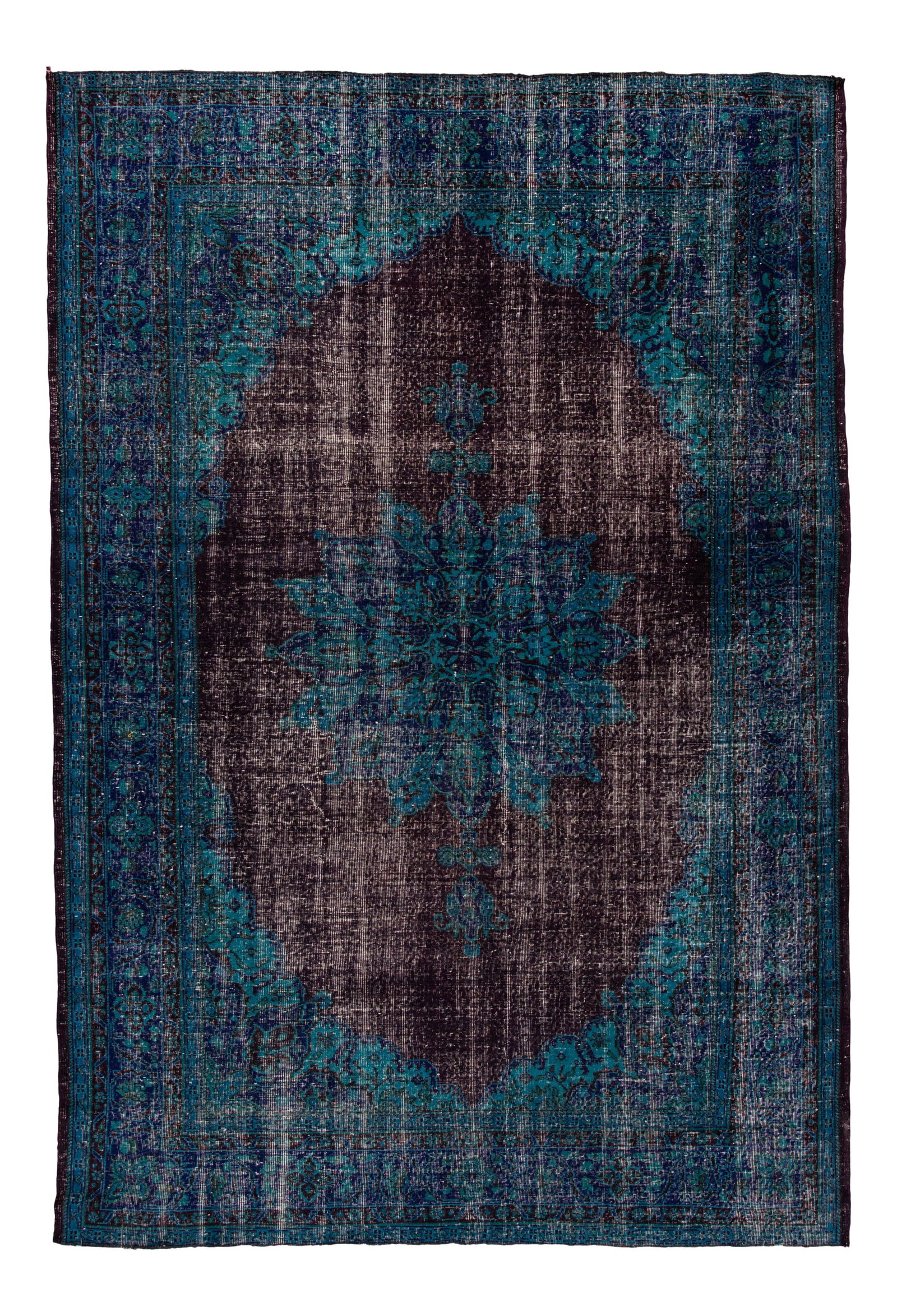 Vintage Mid-Century Overdyed Wool Rug 7'7 x 11 Blue (1 of 10)