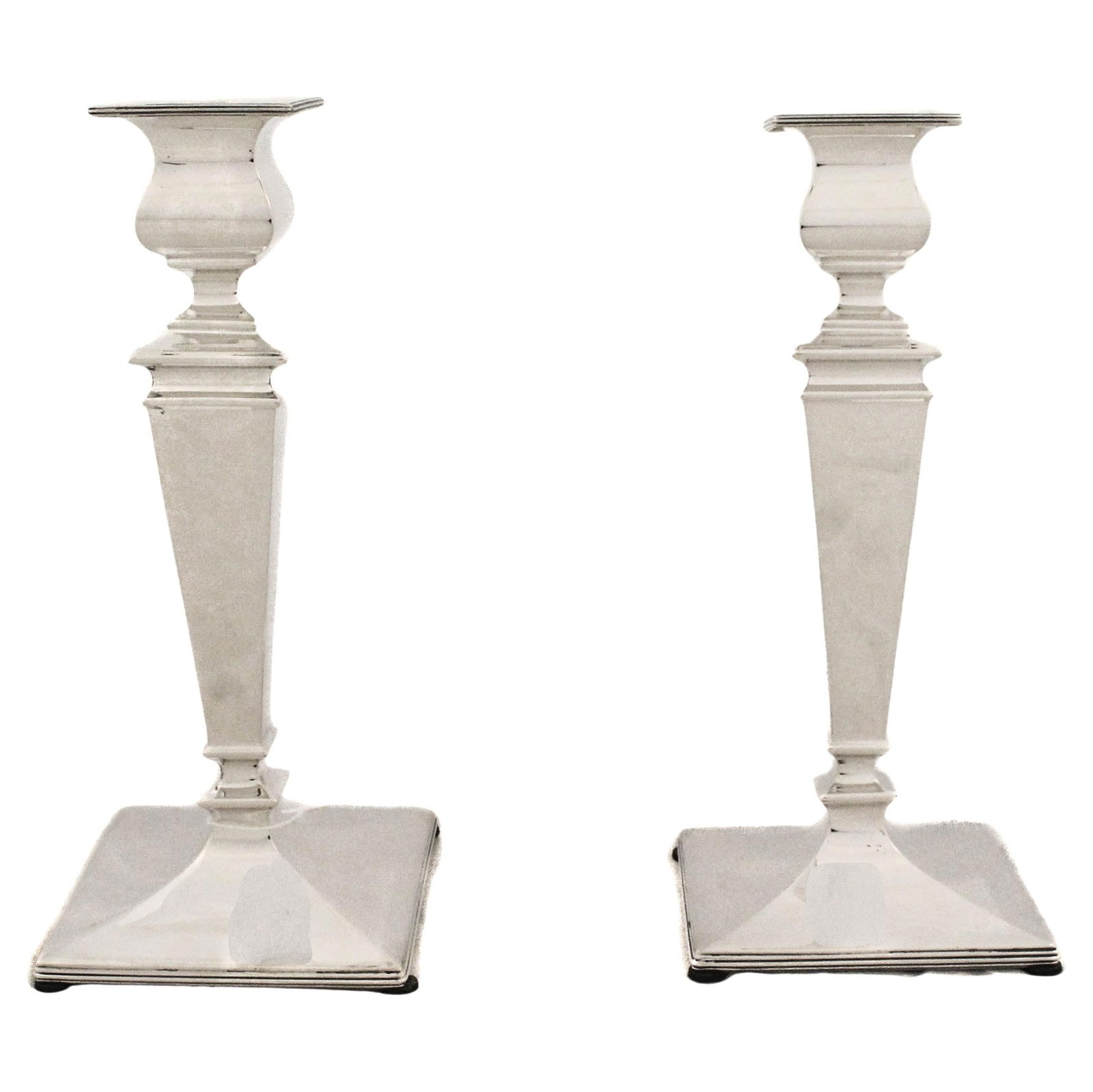 Roger Williams Silver Co Sterling Silver Candlesticks Set of 2 Modern Design 10 in (1 of 6)