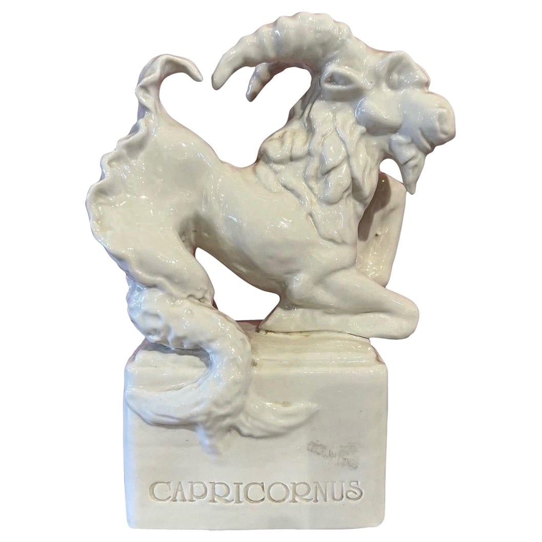 Vintage 1950s Cacciapuoti Capricorn Zodiac Figure Ceramic: Vintage 1950s Cacciapuoti Capricorn Zodiac Figure Ceramic This exquisite 1950s Italian Capricorn Zodiac figure by Cacciapuoti showcases the artistry of ceramic craftsmanship from the mid-20th century.