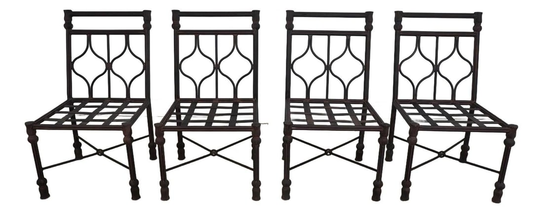 Vintage Black Metal Patio Chairs Set of 4 Quality Construction (1 of 10)