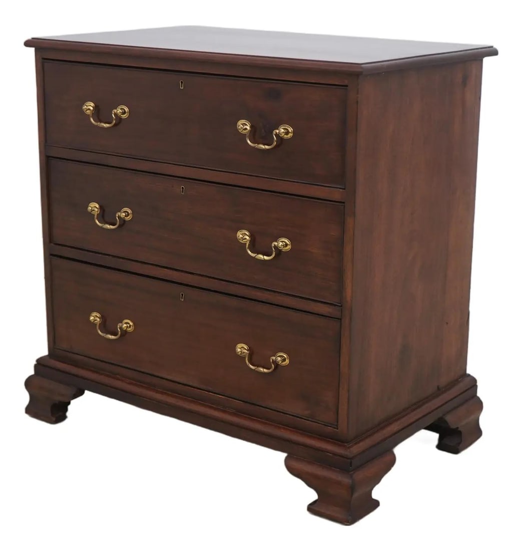 Antique Mahogany 3 Drawer Bachelor Chest Chippendale Style (1 of 10)