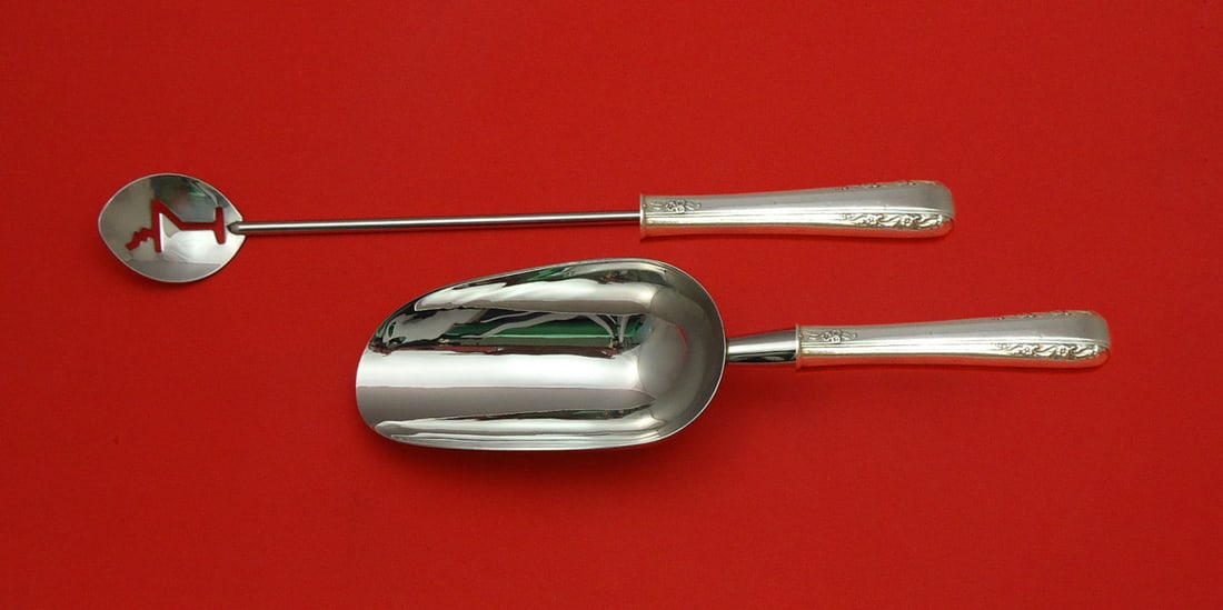 International Sterling Silver Courtship 2pc Bar Set Martini Spoon Ice Scoop (1 of 1)