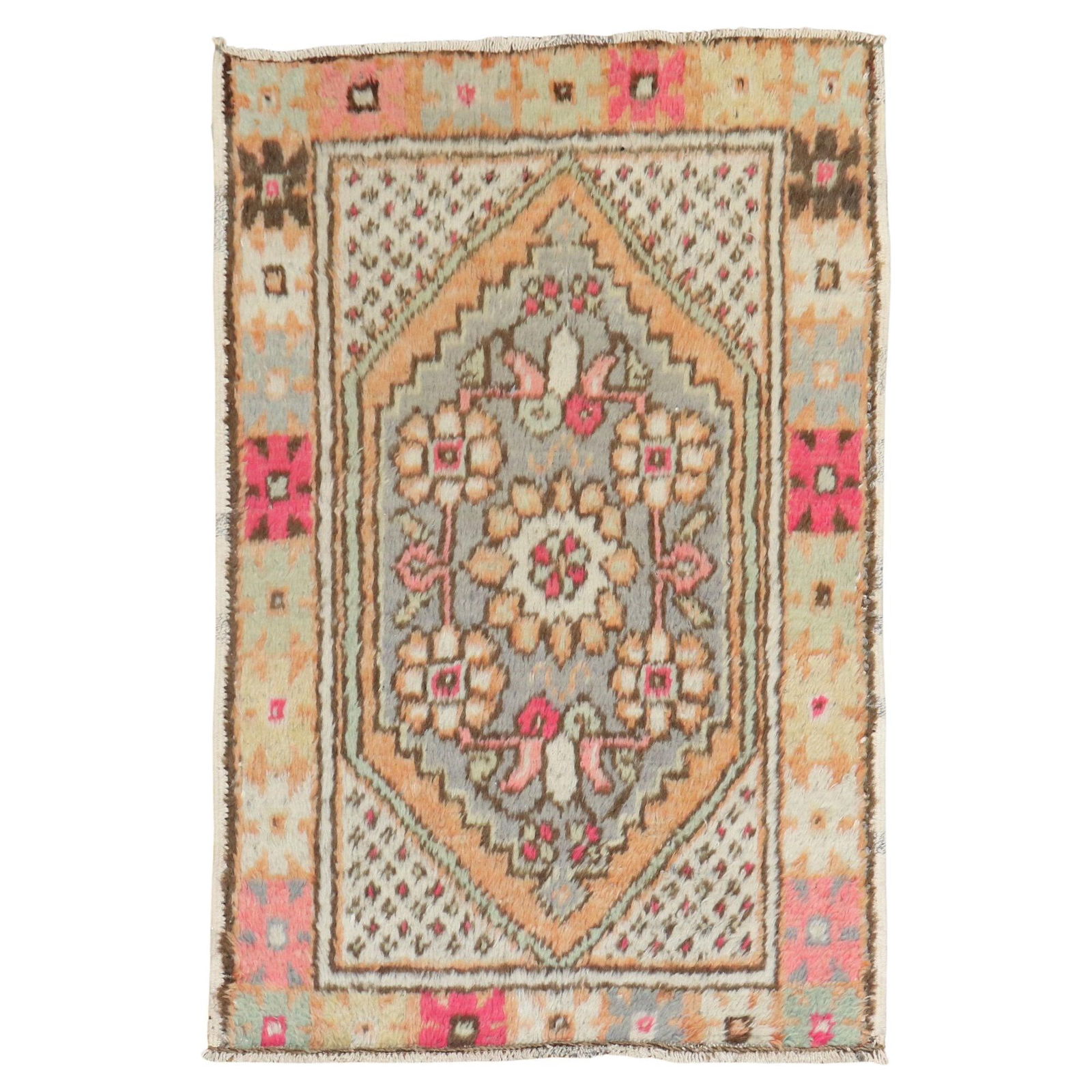 Zabihi Collection Unique Turkish Anatolian Tribal Mini Rug 31 x 46 Wool (1 of 7)