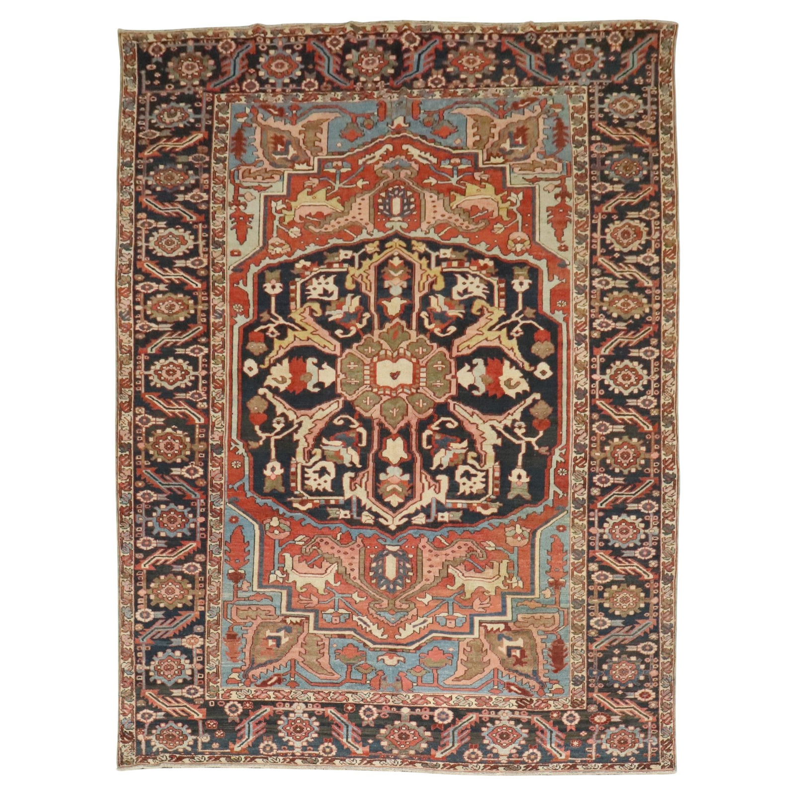 Masculine Antique Persian Heriz Rug 8'8 x 12'2 Hand-Woven Wool from 1900 (1 of 15)