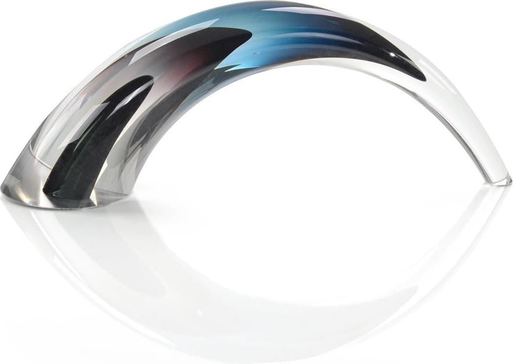 John-Richard Art Deco Hand-Blown Glass Sculpture in Violet: John-Richard Art Deco Hand-Blown Glass Sculpture in Violet This exquisite Art Deco sculpture showcases a stunning clear dark blue handblown glass with gray violet accents, perfect for enhancing any de