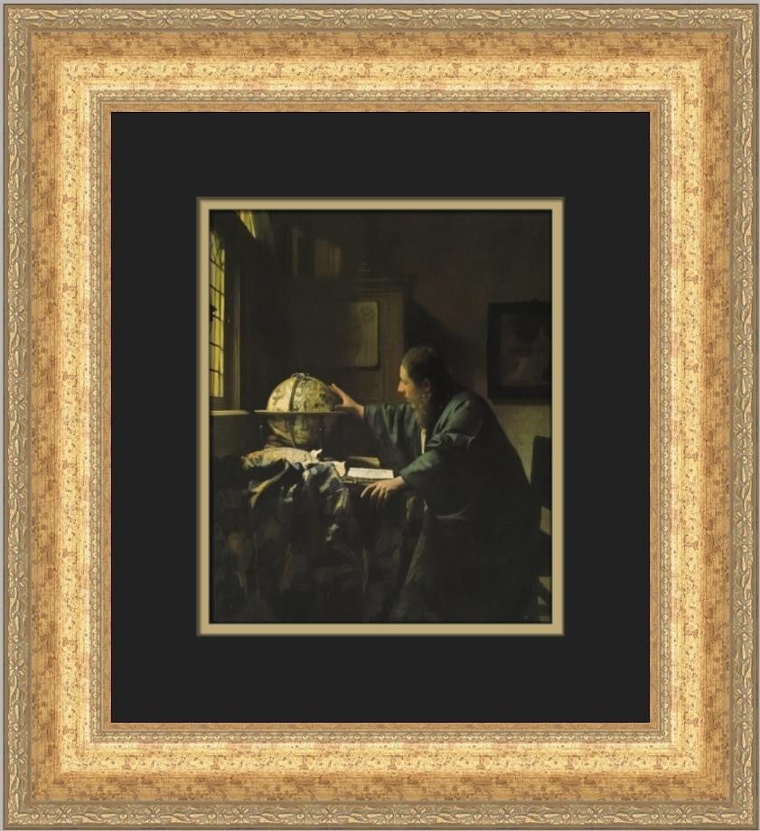 Johannes Vermeer The Astrologer Custom Framed Print 18x16 Art: Johannes Vermeer The Astrologer Custom Framed Print 18x16 Art This stunning custom framed print features Johannes Vermeer's renowned work, "The Astrologer." Measuring 18 in. by 16 in., it showcases a