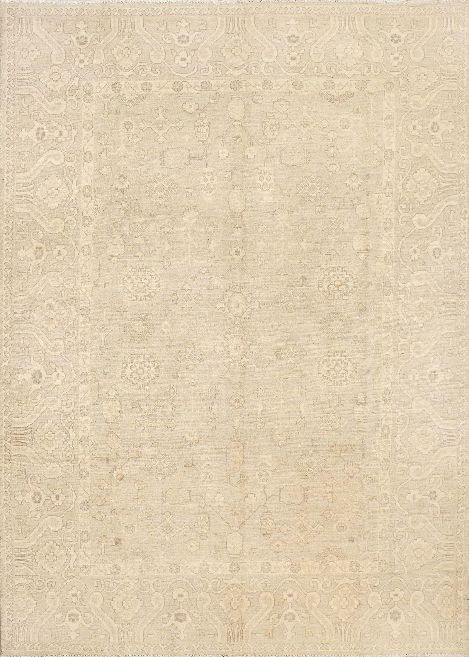 Handmade 11.8 x 8.4 Khotan Chobi Rug Fine Wool Multi-Light Colors (1 of 6)