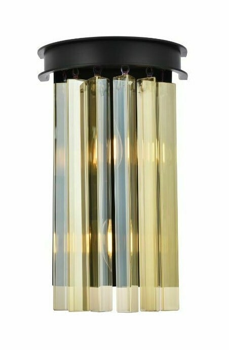Sydney 2 Light Matte Black Wall Sconce with Golden Teak Royal Cut Crystal (1 of 8)