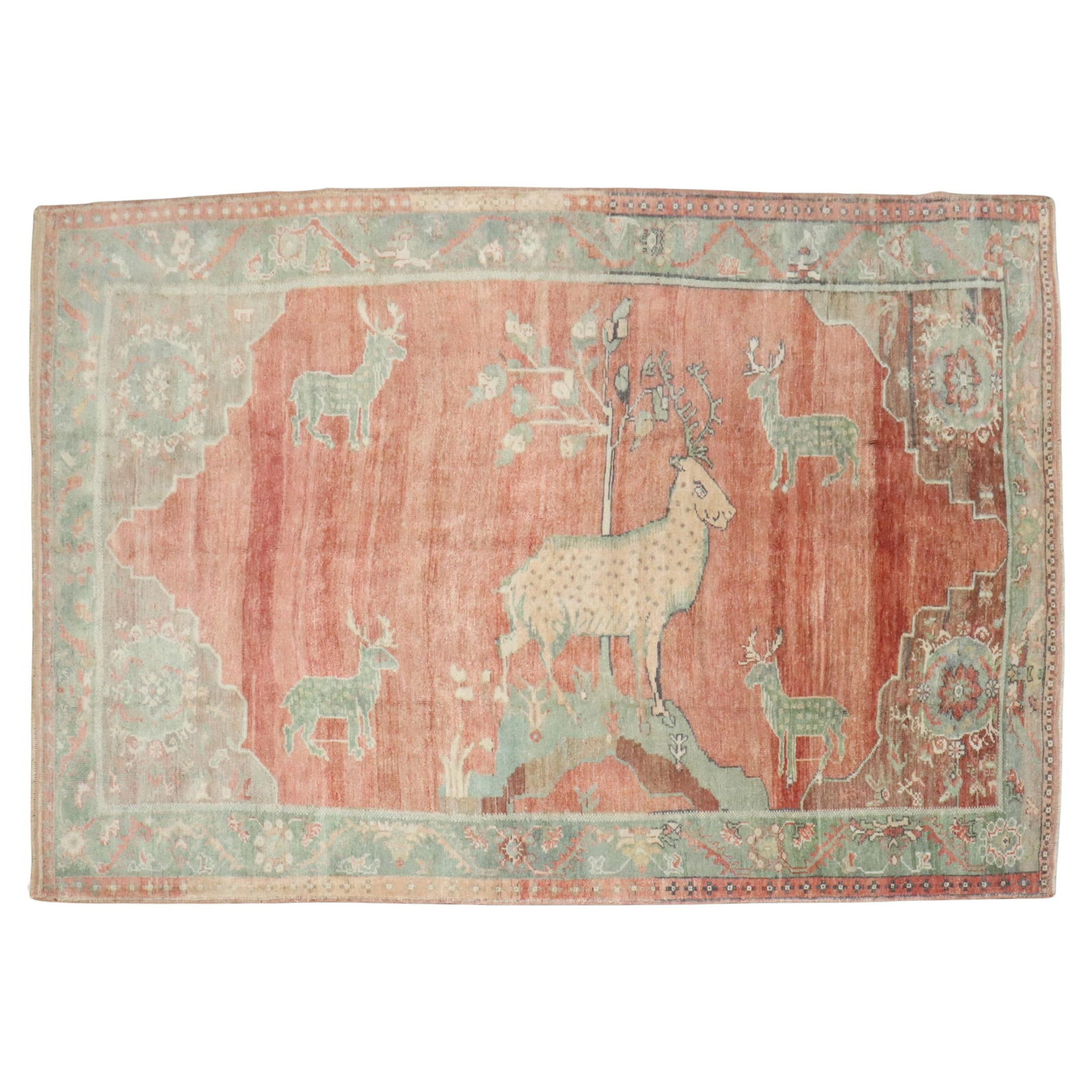 Unique Turkish Goat Shepherd Rug Hand-Knotted Wool Folk Art 59 x 93 (1 of 8)